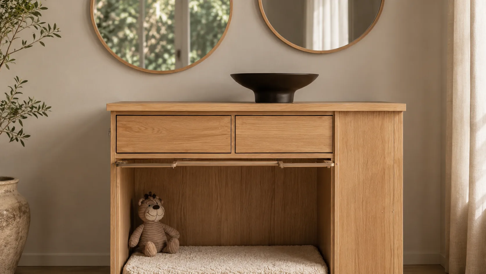 Canis Luxe Entry Table styled in a modern living room